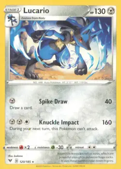 LUCARIO 120/185 RARE VIVID VOLTAGE POKEMON NEAR MINT - Image 1