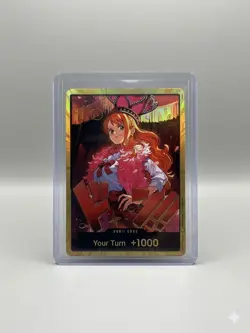 Bandai One Piece Card Game Nami Gold DON!! Card EB-03 Mint Condition - Image 1