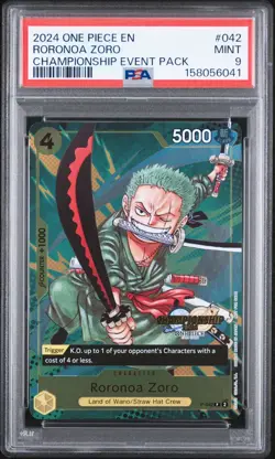 2024 ONE PIECE CHAMPIONSHIP 2024 EVENT PACK #042 RORONOA ZORO PSA 9 - Image 1