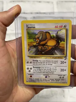 Pokemon TCG Tauros Base Set 2 Unlimited Uncommon Card 62/130 NM Near Mint WOTC - Image 1