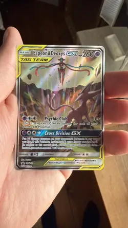 Espeon & Deoxys GX SM240 Tag Team Black Star Promo Sun & Moon Pokemon TCG - Image 1