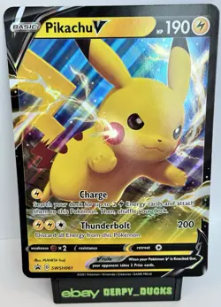 Pokemon TCG Black Star Promo Pikachu V SWSH061 Ultra Rare Holo Card JUMBO CARD - Image 1
