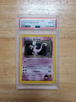 Pokemon PSA 8 NM/MINT 2000 Rocket's Mewtwo Gym Challenge Holo Card - Image 1