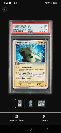 Pokemon TCG Tyranitar EX Holo Rare Card Delta Species 99/101 Psa 6 - Image 1