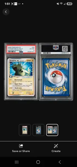 Pokemon TCG Tyranitar EX Holo Rare Card Delta Species 99/101 Psa 6 - Image 3