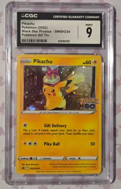 Pikachu #SWSH234 Promo Pokemon GO Tin Stamp - CGC 9 Mint - Image 1
