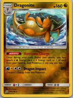 Dragonite 151/236 Rare Unified Minds Pokemon Reverse Holo Lightly Played - Image 1