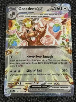 Greedent ex 179/197 Double Rare Obsidian Flames Pokemon Holo Near Mint - Image 1