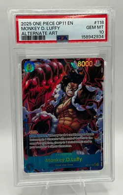 2025 One Piece Monkey D. Luffy OP11-118 SEC Alt Art Secret Rare PSA 10 Gem Mint - Image 1