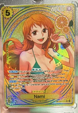 Bandai One Piece CCG Nami Proxy Alt Art Holo Super Rare EB03-053 6000 Power - Image 1