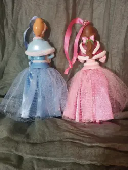 Lot Of 2 Disney Princess Christmas Ornaments Blue Cinderella And Pink Belle 2013 - Image 2