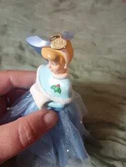 Lot Of 2 Disney Princess Christmas Ornaments Blue Cinderella And Pink Belle 2013 - Image 4