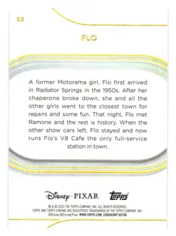 2025 Topps Chrome Disney Trading Card 53 Flo CARS - Image 2