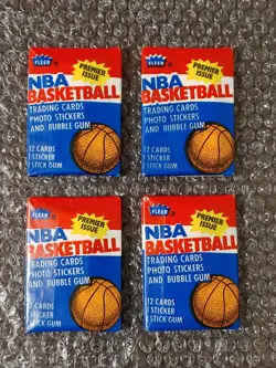 (4) 1986 Fleer Basketball Wax Pack From Box Authentic Sealed - Image 1
