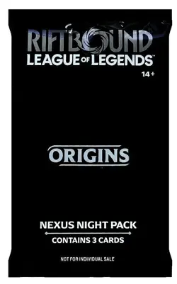 Riftbound Origins Nexus Night Pack Sealed English 3-Card Pack new sealed promo - Image 1