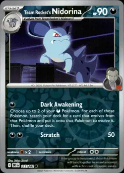 Team Rocket's Nidorina 115/182 Common Destined Rivals Pokemon Reverse Holo NM - Image 1