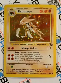 Pokemon TCG Kabutops 9/62 Fossil Holo Rare Unlimited 60 HP Stage 2 Ken Sugimori - Image 3