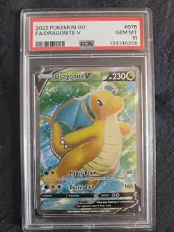 2022 Pokemon Go FA Dragonite V Full Art Ultra Rare Holo 076/078 PSA 10 Gem Mint - Image 1