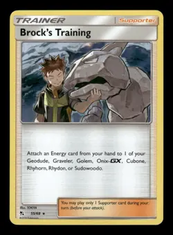 BROCK'S TRAINING 55/68 HOLO RARE HIDDEN FATES POKEMON NM - Image 1