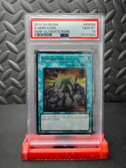 | Yugioh A Hero Lives GENF-EN098 Ultimate Rare PSA 10 GEM MINT Pop 3 🔥 | - Image 1