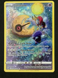 Pokemon TCG Lunatone GG11/GG70 Crown Zenith: Galarian Gallery Holo Rare Card NM - Image 1