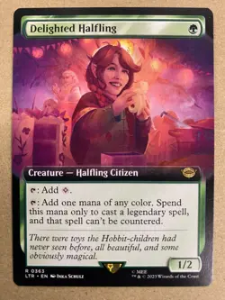 MTG 1x EXTENDED ART Delighted Halfling # 363 Lord of the Rings Magic the x1 NM - Image 1