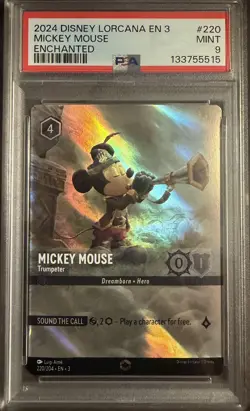 Disney Lorcana Mickey Mouse-Trumpeter Enchanted Holo 220/204 PSA 9 English - Image 1