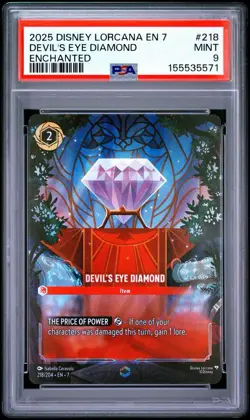 2025 DISNEY LORCANA EN 7-ARCHAZIA'S ISLAND ENCHANTED DEVIL'S EYE DIAMOND PSA 9 - Image 1