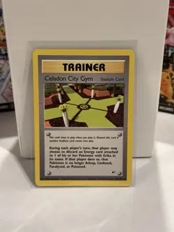 Celadon City Gym 107/132 Gym Heroes Pokemon Card Vintage WOTC Uncommon - Vlp/NM - Image 1