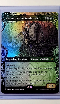 MTG Magic the Gathering Bloomburrow Borderless Foil #328 Camellia the Seedmiser - Image 1
