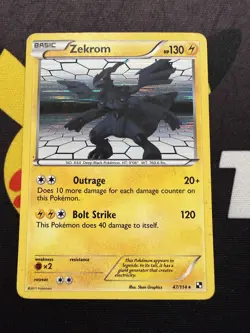 Zekrom 47/114 Black & White Holo Pokemon Card Heavily Played/Damaged - Image 1