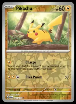 Pikachu 025/165 Common 151 Pokemon Reverse Holo Lightly Played - Image 1
