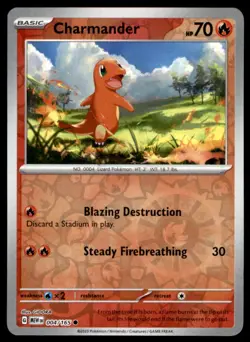 Charmander 004/165 Common 151 Pokemon Reverse Holo Near Mint - Image 1