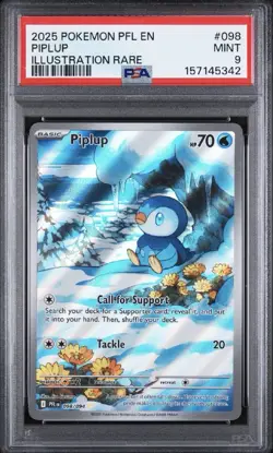 2025 Pokemon Phantasmal Flames Piplup Illustration Rare #098 PSA 9 - Image 1