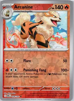 Arcanine 028/182 Uncommon Destined Rivals Reverse Holo NM - Image 1