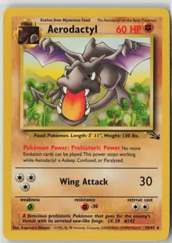 Aerodactyl 16/62 Rare Fossil Pokemon Unlimited Near Mint - Image 1