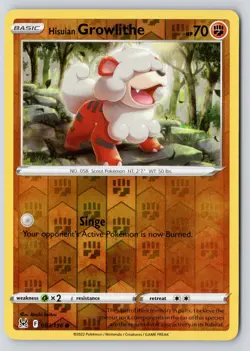 Hisuian Growlithe 083/196 Common Lost Origin Reverse Holo Near Mint - Image 1