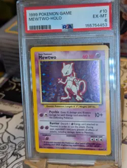 1999 Pokemon Base Set Unlimited Mewtwo Holo 10/102 PSA 6 EX-MT - Original Owner - Image 1