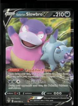 Galarian Slowbro V 099/189 Holo V Rare Darkness Ablaze Pokemon Holo Near Mint - Image 1