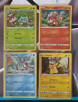 Pokemon Go Present Promos Set of 4 Pikachu Charmander Squirtle Bulbasaur Holo - Image 1
