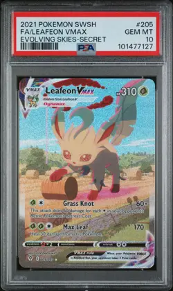 PSA 10 Fa/Leafeon Vmax 2021 Pokemon Sword & Shield Evolving Skies #205 - Image 1