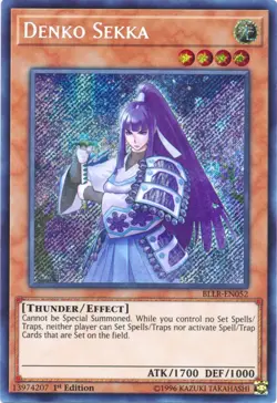 Yugioh! MP Denko Sekka - BLLR-EN052 - Secret Rare - 1st Edition Moderately Playe - Image 1