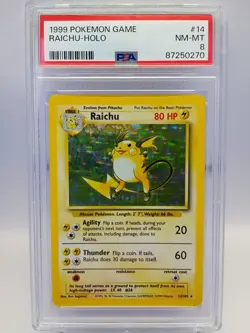 Pokemon TCG Wizards Base Set Raichu 14/102 Holo Rare 1999 ENG PSA 8 - Image 1