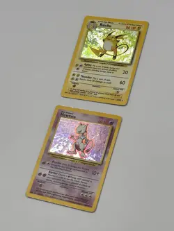 Pokemon TCG Base Set Holo LP Lot Raichu 14/102 + Mewtwo 10/102 ***NICE*** - Image 2