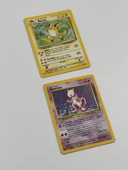 Pokemon TCG Base Set Holo LP Lot Raichu 14/102 + Mewtwo 10/102 ***NICE*** - Image 3
