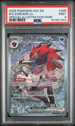 2026 POKEMON ASC EN-ASCENDED HEROES #286 N'S ZOROARK EX PSA 9 - Image 1