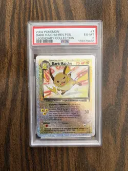 2002 Pokemon Legendary Collection Dark Raichu 7/110 Reverse Holo PSA 6 - Image 1