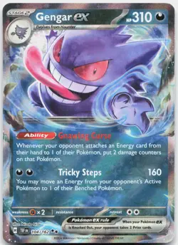 Gengar ex 104/162 Double Rare Temporal Forces Pokemon Lightly Played - Image 1