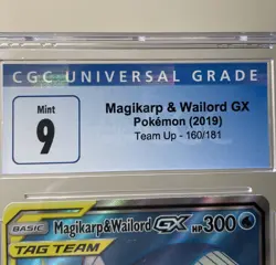 CGC 9 Mint Pokemon 2019 Magikarp & Wailord GX Team Up Full Art Holo 160/181 TCG - Image 2