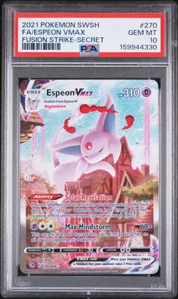 2021 POKEMON SWORD & SHIELD FUSION STRIKE SECRET FULL ART/ESPEON VMAX PSA 10 - Image 1